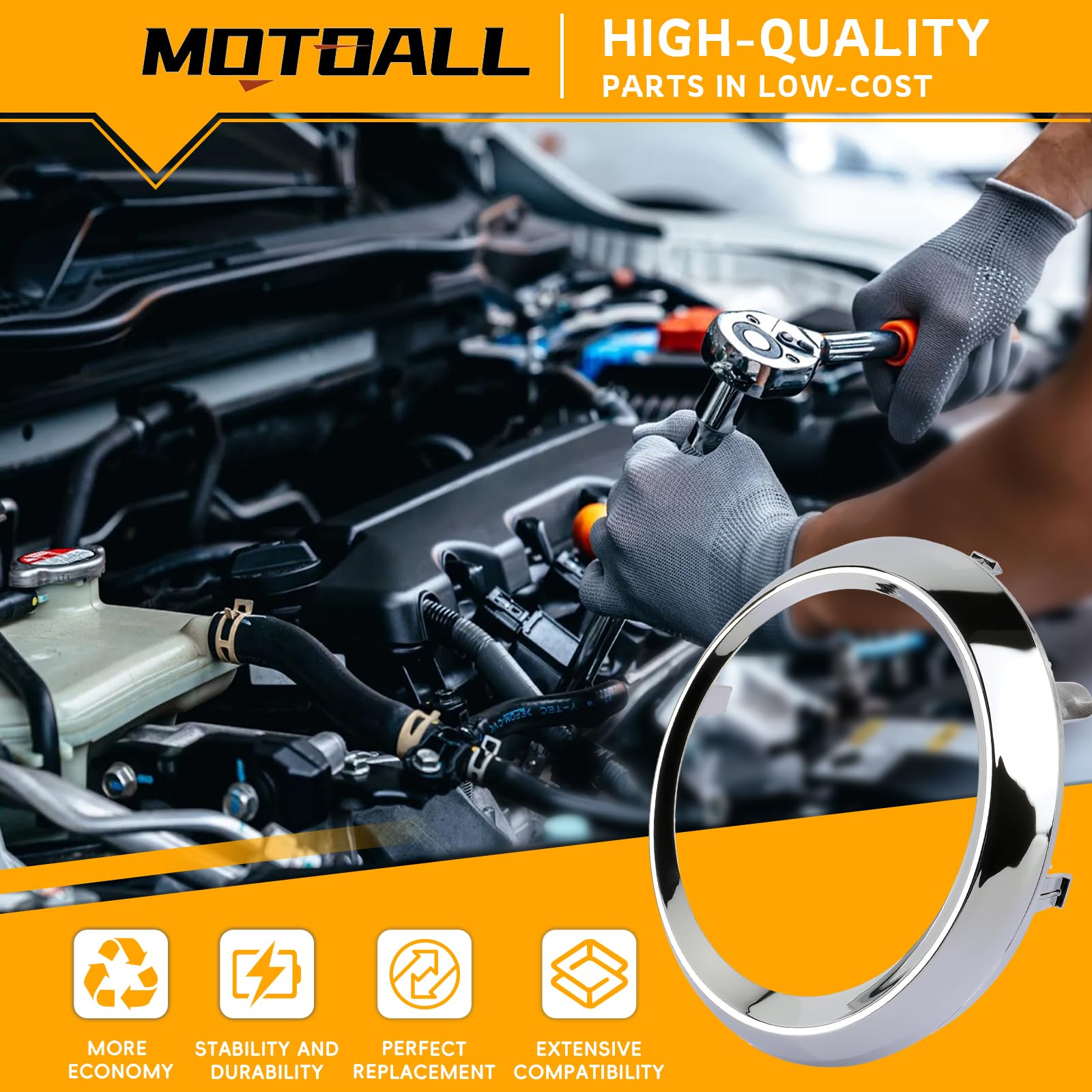 MOTOALL 52713-08020 52712-08020 Pair Fog Light Lamp Bezel Cover for Toyota Sienna SE 2011-2017 Chrome Trim Rings