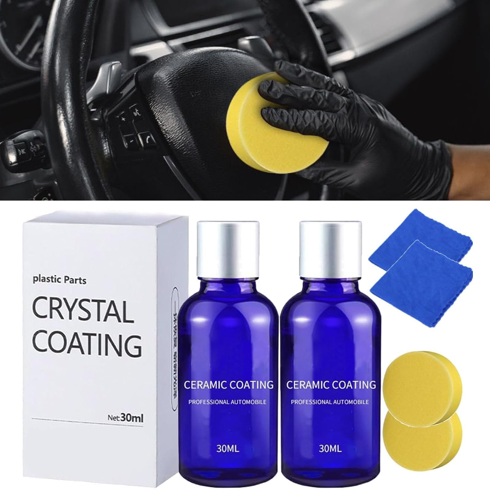 Plastic Parts Refurbish Agent,2024 New Car Plastic Parts Refurbish Plastic Parts Crystal Coating,Plastic Coating Trim Restore for Car Plastic Parts(2PCS)