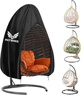 Funda para Silla Colgante, Colgante Exterior Fundas para Sillas Colgantes con Cremallera, Impermeable Anti-Viento Anti-UV para Hanging Egg Chair Jardin Exterior Patio Balcon (190 * 115cm)