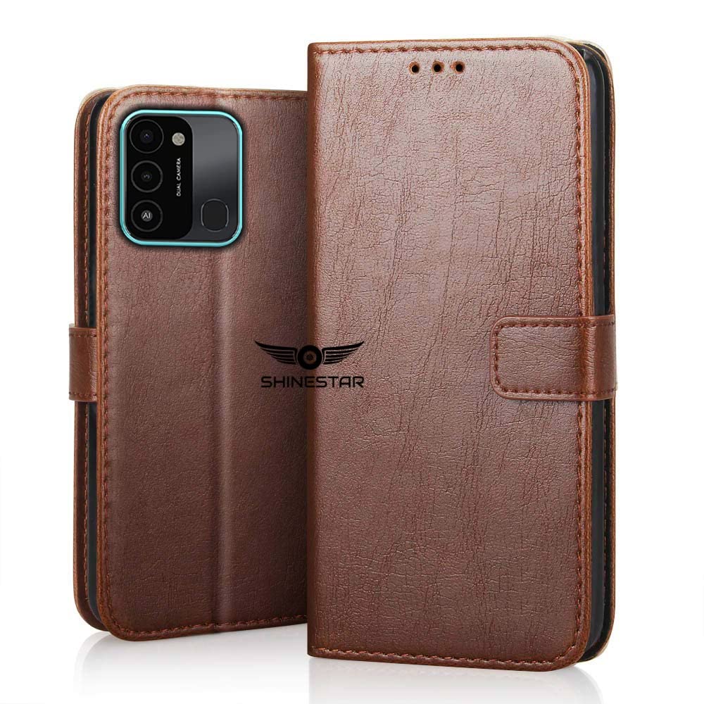 SHINESTAR Tecno Spark GO 2022 Flip Back Cover | PU Leather Flip Cover Wallet Case with TPU Silicone Case Back Cover for Tecno Spark GO 2022 - (Classic Brown) (B09WG11PPH) Amazon Price History, Amazon Price Tracker