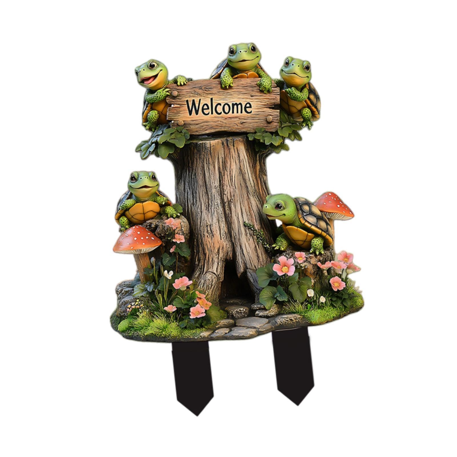 ATORSE Turtle Garden Stake 2D Art Crafts Creative Yard Sign for Outside Garden Path Style B-image-26
