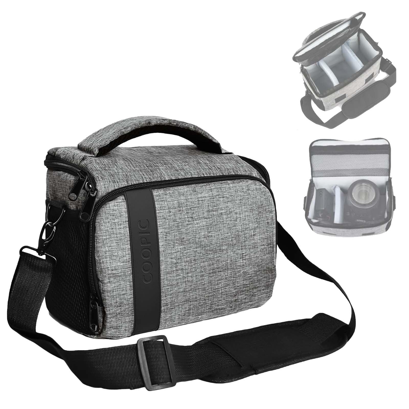 COOPIC Canvas DSLR Camera Bag – Stylish Urban Messenger Shoulder Case fit for Nikon, Canon, Sony, Olympus, Pentax Mirrorless & Full Frame Cameras (BL-26, GREY, 190x140x240mm / 19x14x24cm)