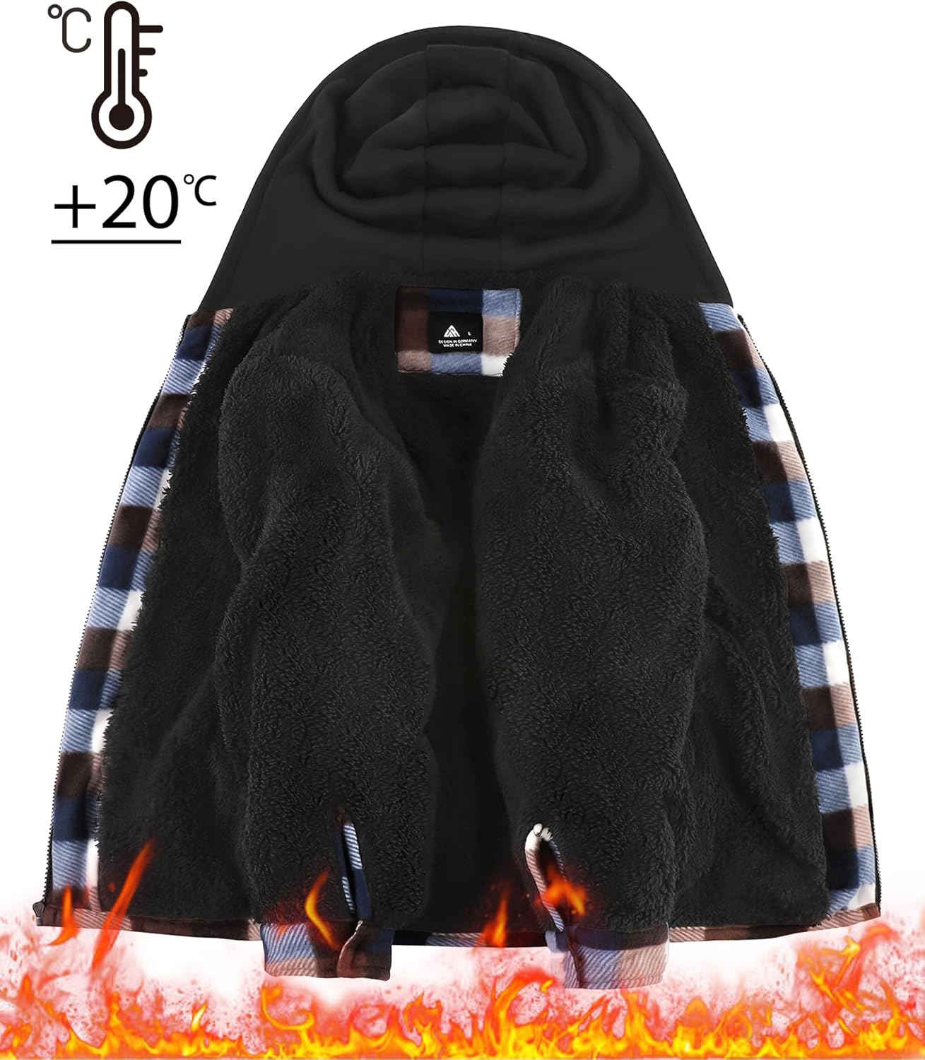 ZITY Boys Flannel Shirt Jacket Fleece Sherpa Lined Plaid Jackets Unisex Coat Full Zip Hoodie Girls Winter Outwear 6-15 Years - Image 3