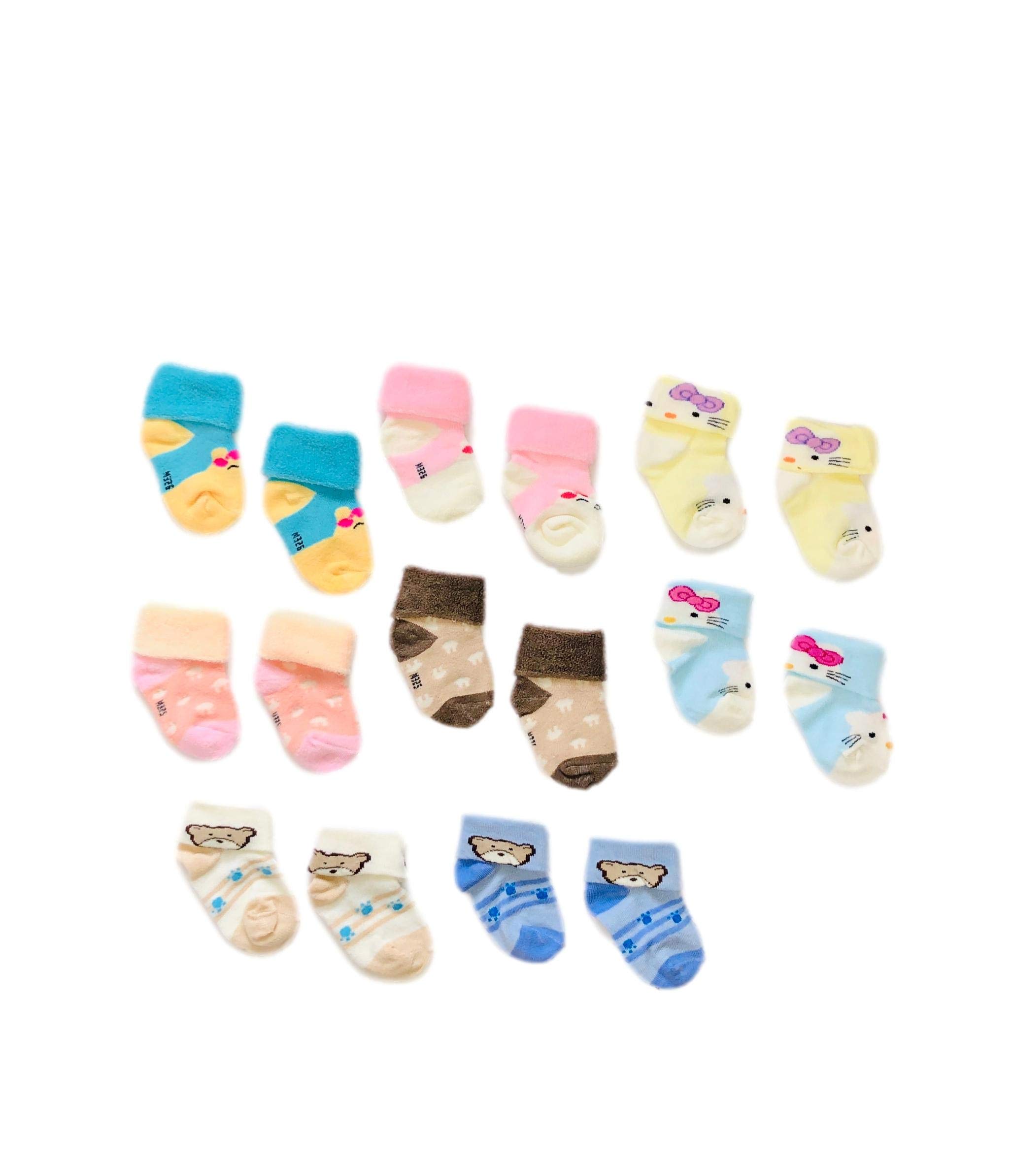 Freshfoot Unisex Cotton Cute And Colourful New Born Baby Modern Socks Set 0 To 6 Months, (Size 0-6 Months)(Pack Of 6) (Light Sade), Multicolor 1