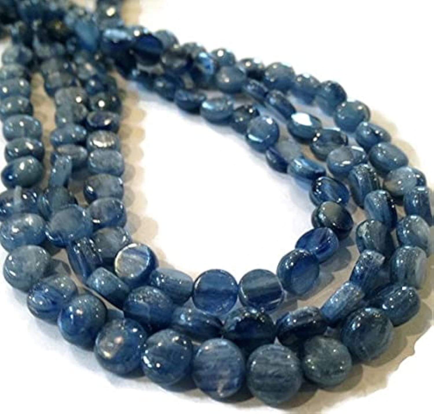 Kyanite smooth coins naturelles 6mm 7mm pour fabrication bijoux DIY