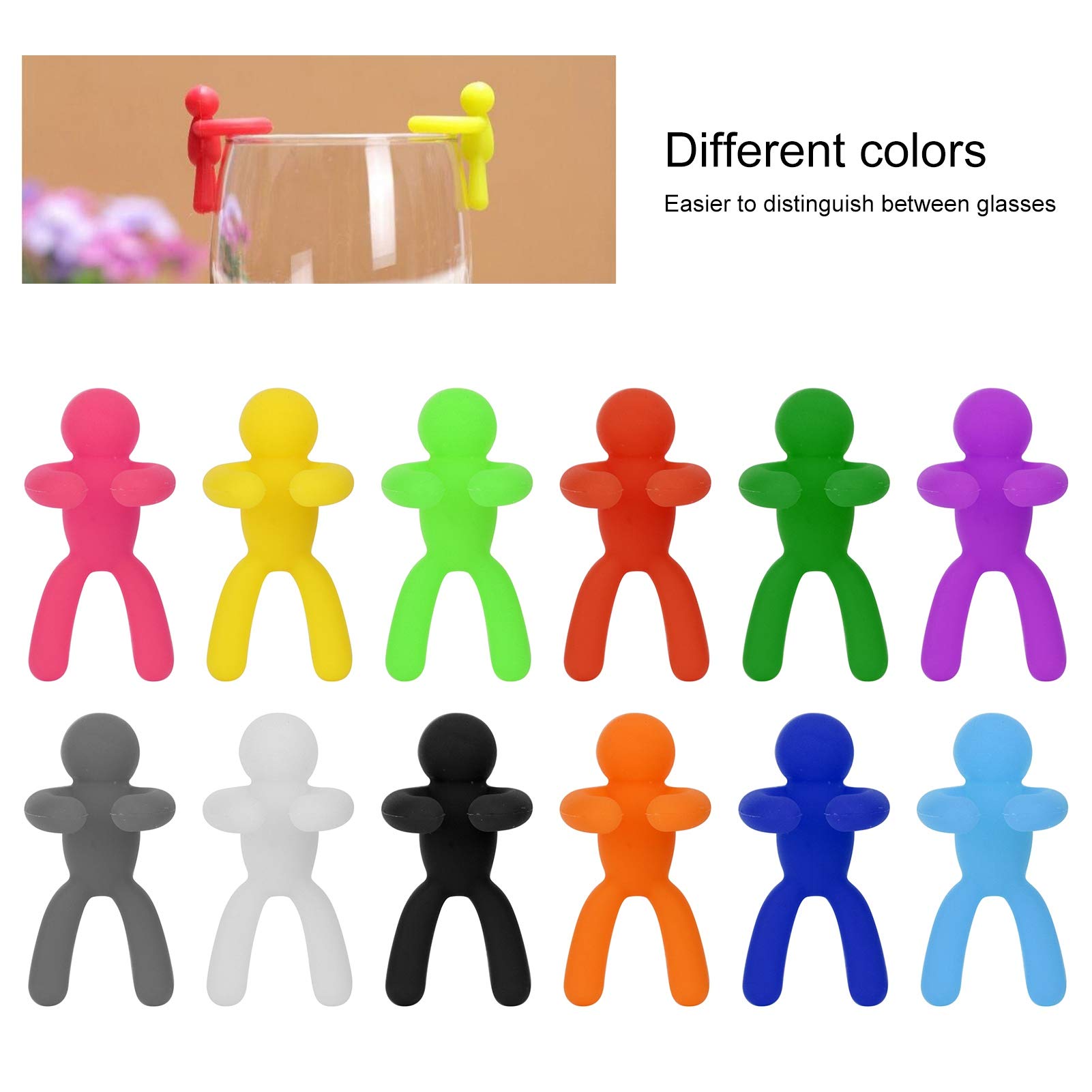 Milltrip Wine Glass - Silicone Wine Glass Marker, Drinking Glass Identification Labels Tag Signs for Bar Party Supplies (24pcs)