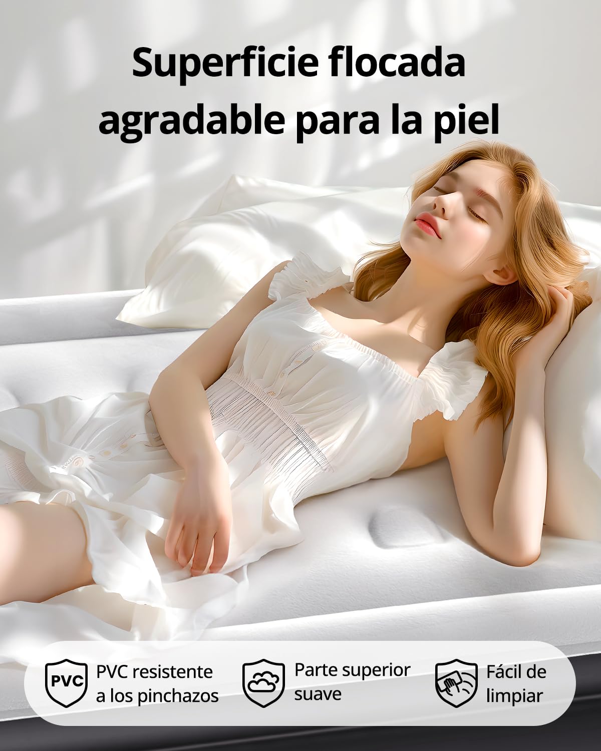 Airefina Colchón Hinchable Individual con Bomba Incorporada, Colchon Hinchable Autoinflable en 3 Minutos, Colchon Inflable Portátil, Invitados o Uso en Casa, -99 × 190 × 46cm,Peso máximo:295KG