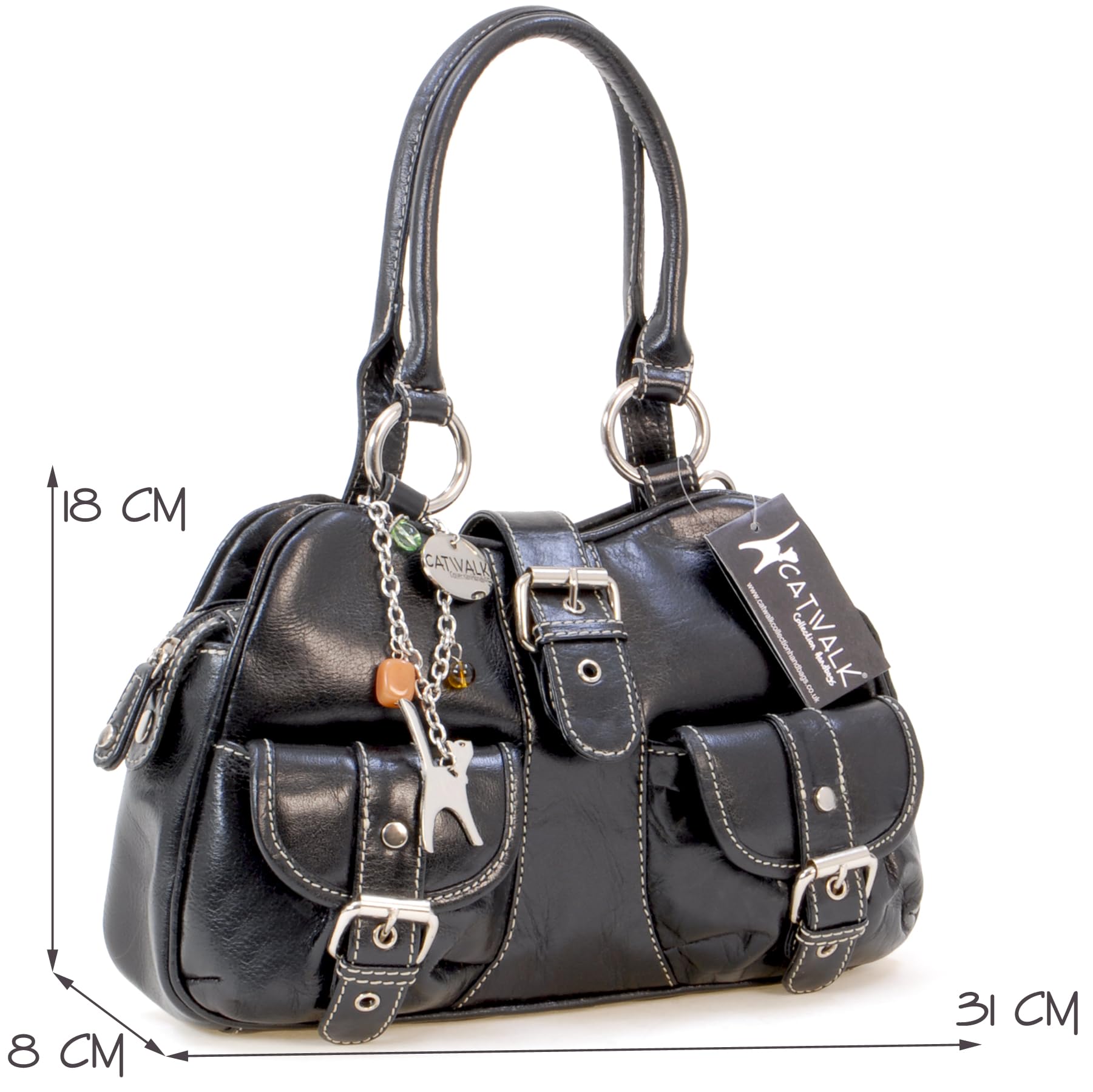 Catwalk Collection Handbags - Borsa a Mano da Donna in Vera Pelle - Borsa a Tracolla Media - Borsetta a Spalla - Tracolla Removibile - Faith