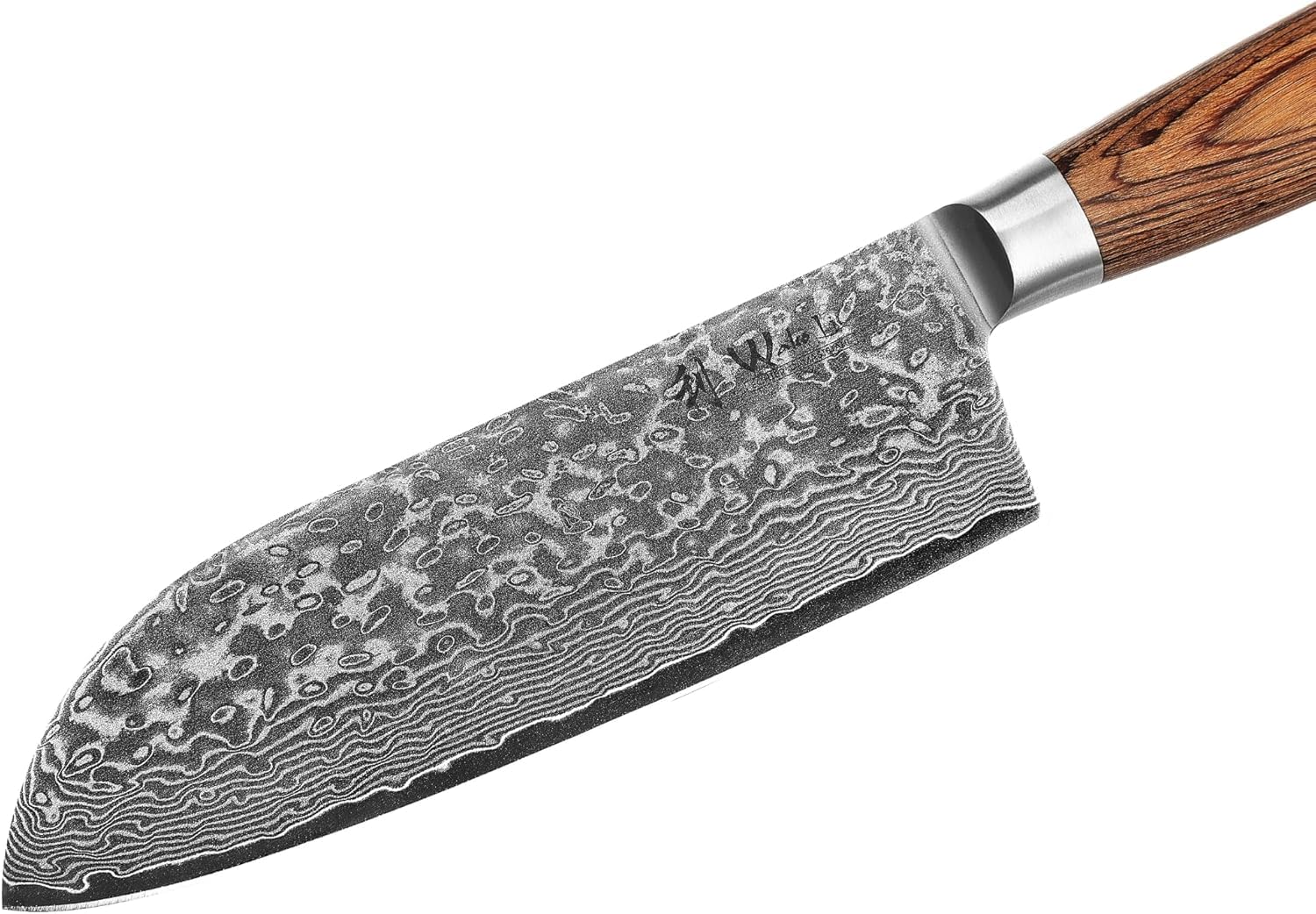 WAKOLI Edib Pro Couteau de cuisine chinois avec lame tranchante de 17,50cm en acier damassé fabriquée en 67 couches avec noyau VG10 I Couteau damas cuisine professionnel I Manche en bois de pakka