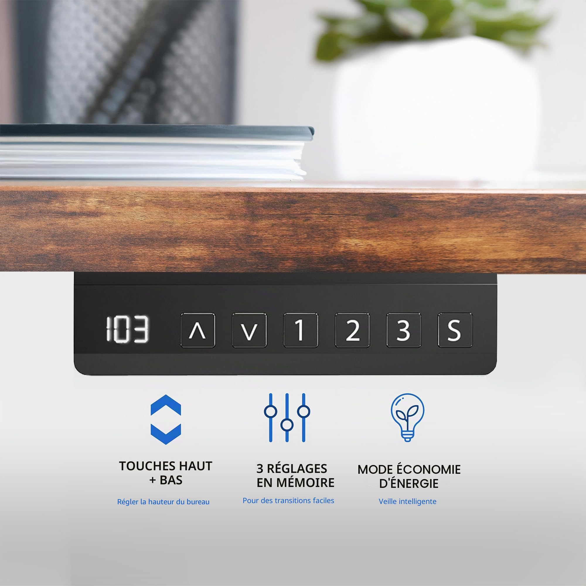 VIVO Cadre de Bureau Électrique Assis-Debout à Double Moteur Robuste, Capacité de 100 kg, jusqu'à des plateaux de 216x109cm, Cadre Seul Réglable en Hauteur avec Contrôleur à Mémoire, Noir, DESK-E-200B