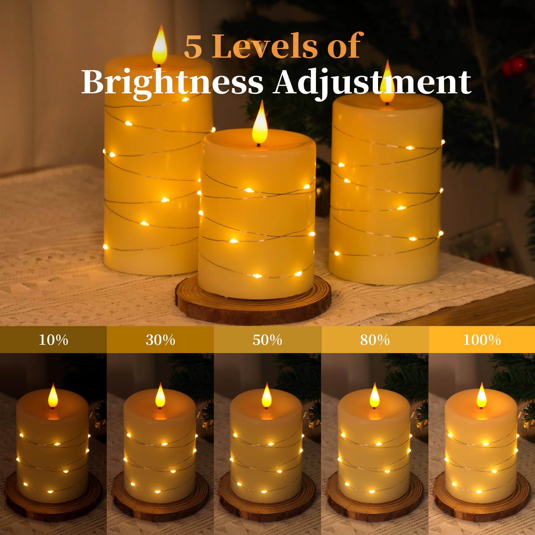 Forever Speed Led Candles Rechargeable,Fairy Lights Candle,Real Wax Led Candles with Remote Control and Timer,Pack of 3 Flickering Flameless Candles USB Candles for Christmas Decoration - Image 3