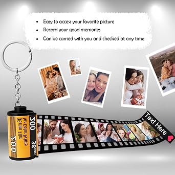 Personalized Camera Film Roll Keychain with Pictures Custom Film Roll Keychain