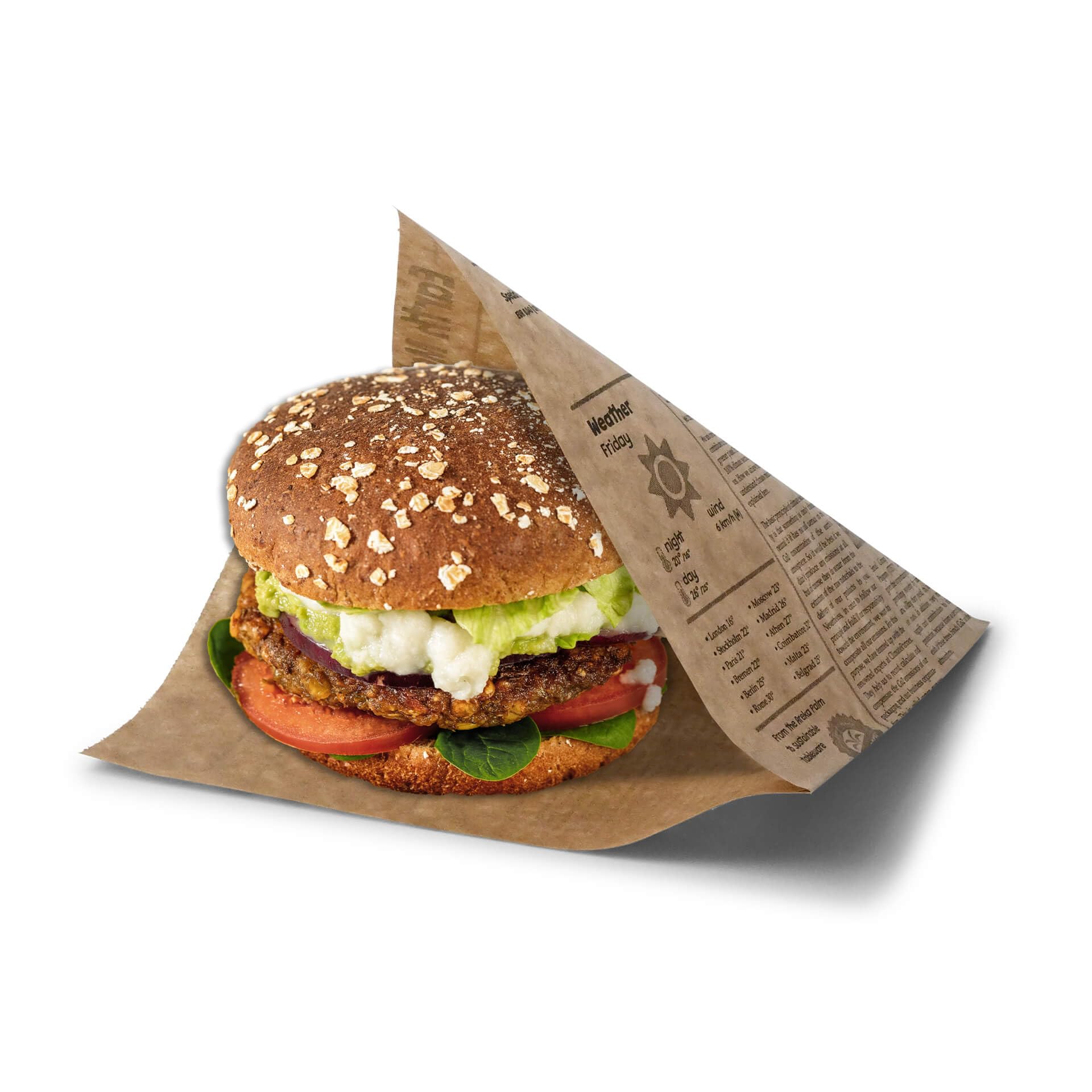 Sac BIOZOYG Papier Burger Biodégradable - Snack Kebab Compostable, Anti-adhésif Non-blanchi 16x16cm - 1000 Pièces, Marron