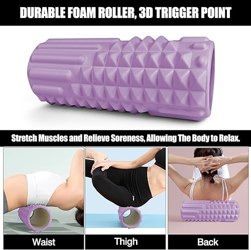 Miniatura 2 de Zmarthumb Juego de rodillos de espuma 4 en 1, rodillo trasero de punto de gatillo, rodillo muscular, bola de masaje, bolsa de transporte, rodillo de