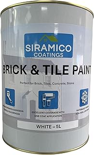 SIRAMICO COATINGS BRICK & TILE PAINT | WHITE - MATT | 1, 2.5 and 5 Litres (White, 5 Liters)