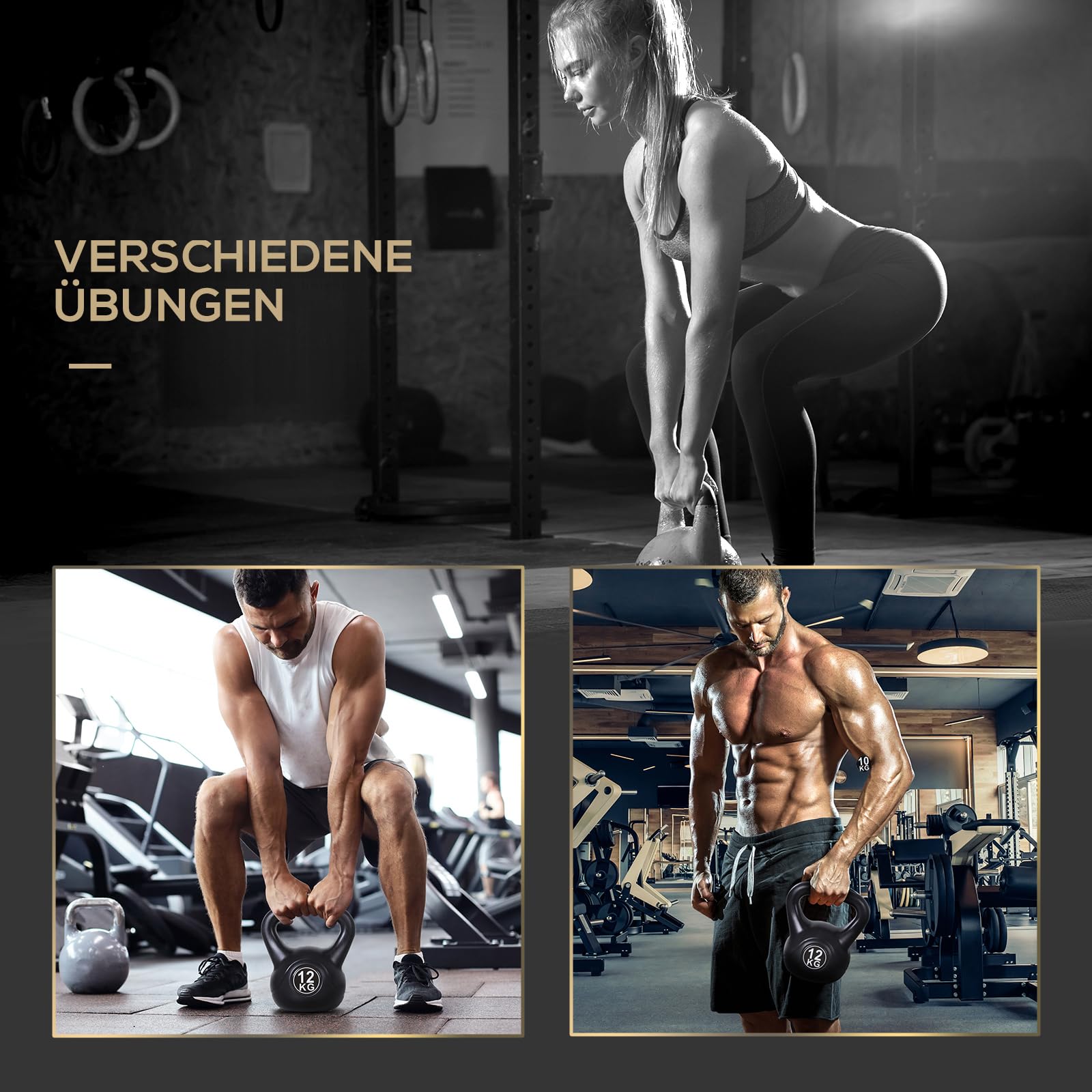 HOMCOM Kettlebell Kugelhantel Gewicht-Hantel mit Sand befüllt für Anfänger Zuhause Krafttraining
