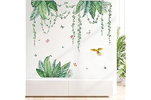 decalmile Tropical Leaves Wall Decals Hanging Vines Wall Decor