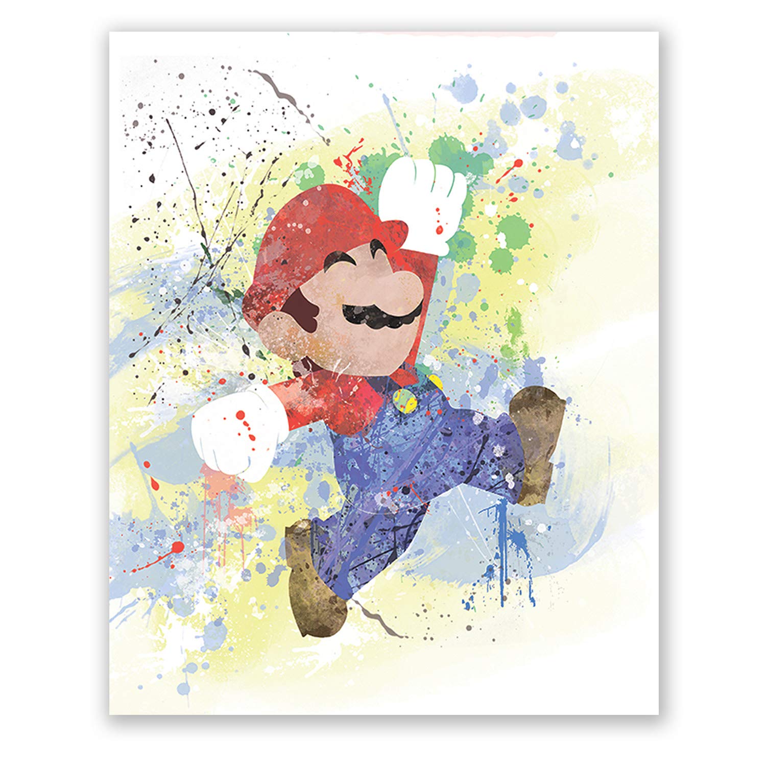 Mario Brothers Poster- Inspired Watercolor Art Print Wall Print - Nursery Decoration (8x10)