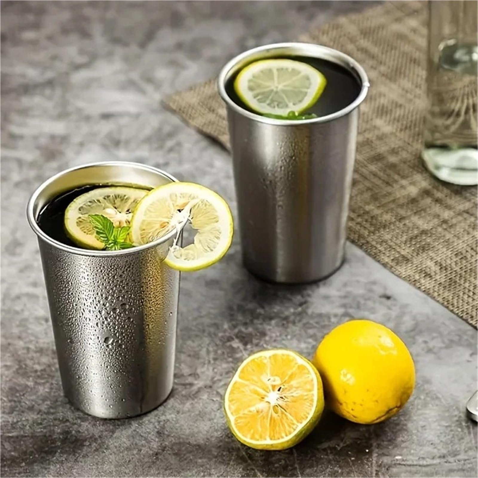 6PCS Edelstahl Tassen 400ML Becher Pint Camping Trinken Gläser Stapelbar Metall Tasse für Geburtstage Picknick