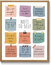 Note to Self Wall Art Print, Mental Health Affirmations Poster, Self Care Décor for Therapy Office, Classroom, or Home (11X14 Inch-Unframed)