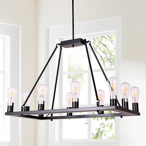 Miniatura 12 de Candelabro rectangular vintage para isla de cocina, colgante rústico de granja, lámparas industriales antiguas, lámpara de techo para comedor, sala