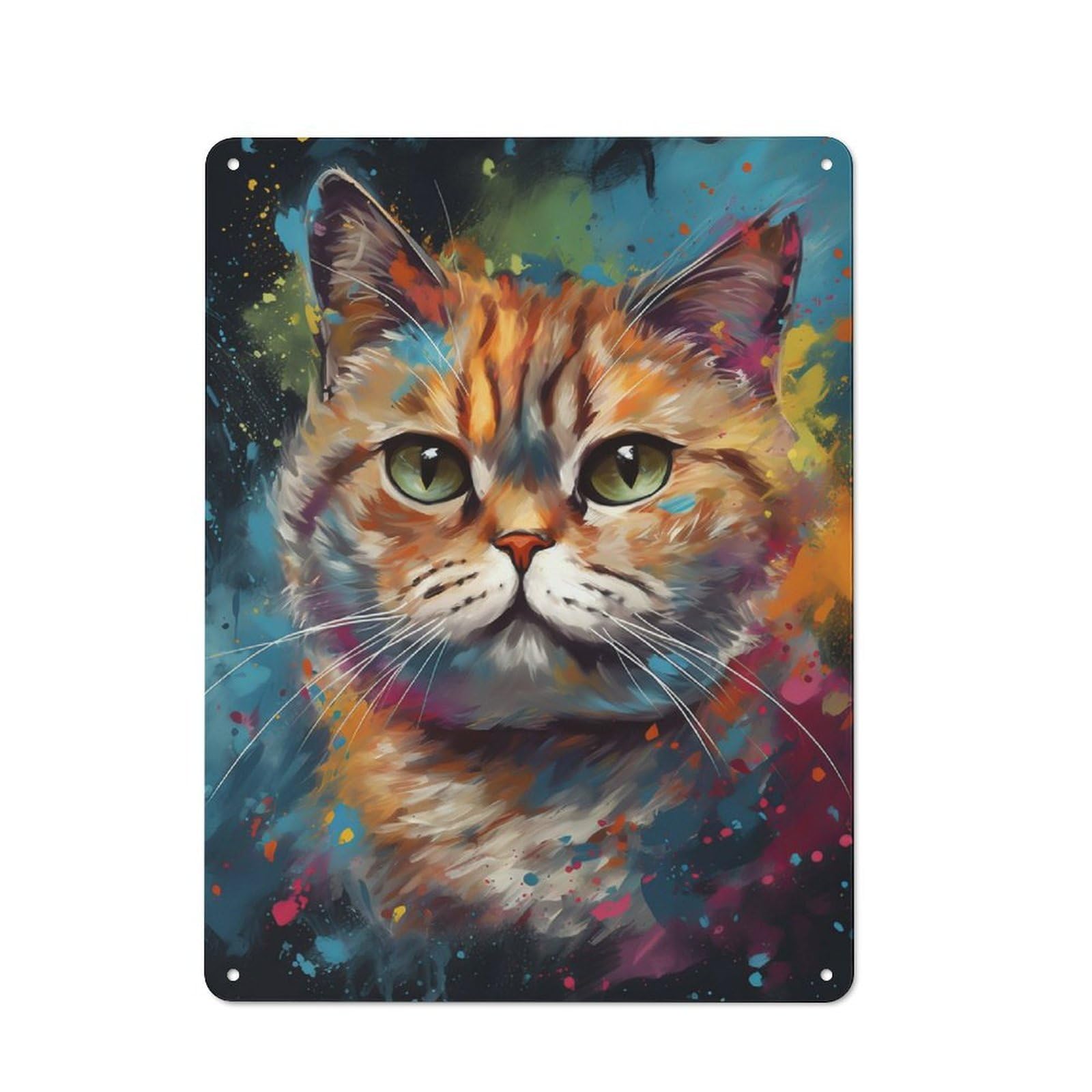 Junmoney Exotic Shorthair Painting Vintage Tin Sign 40X30cm For Dining Room Or Kitchen, Suited To Dining Room Decor Fans