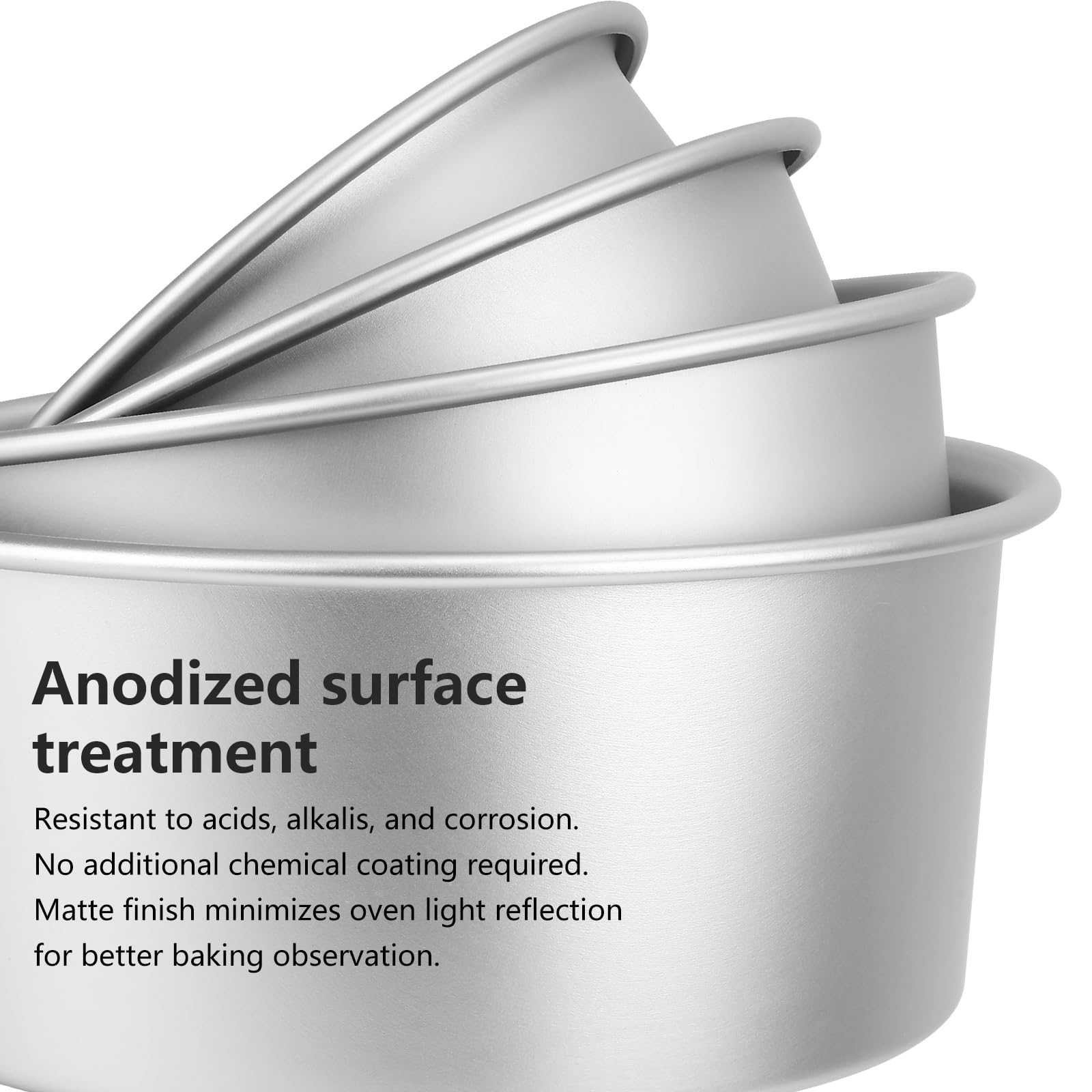 Kuchenform Rund 3-Teil-Set (Ø 15/20/26 cm), hochwertige Backform aus eloxiertem Aluminium mit abnehmbarem Boden, ideal für Kuchen und Torten, silber