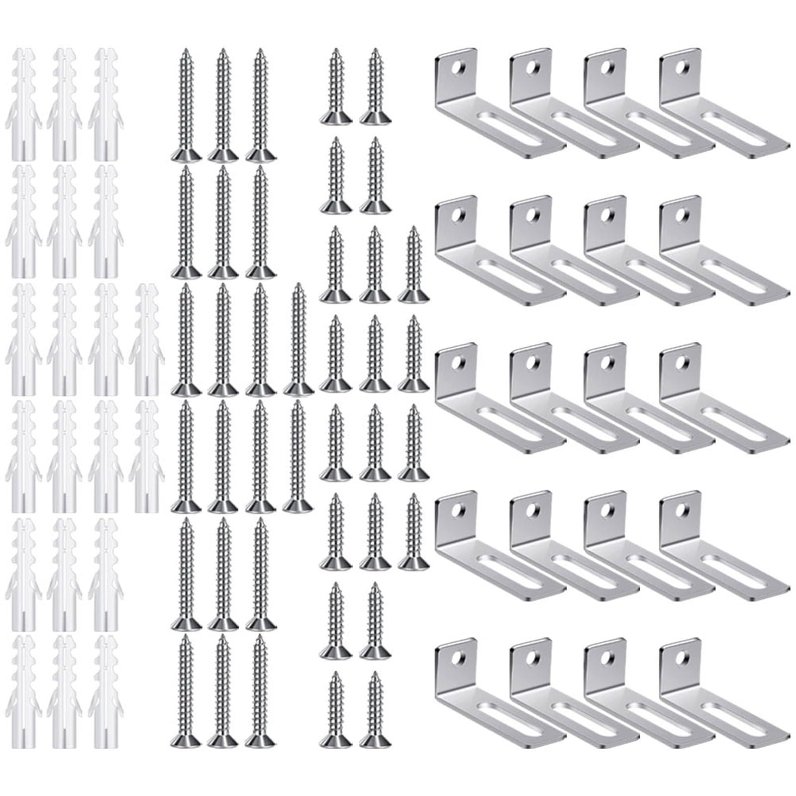 FUANA Whiteboard Mounting Hardware Kit Secure Wall Installation Metal Brackets, Screws & Anchors, 20-Piece Set