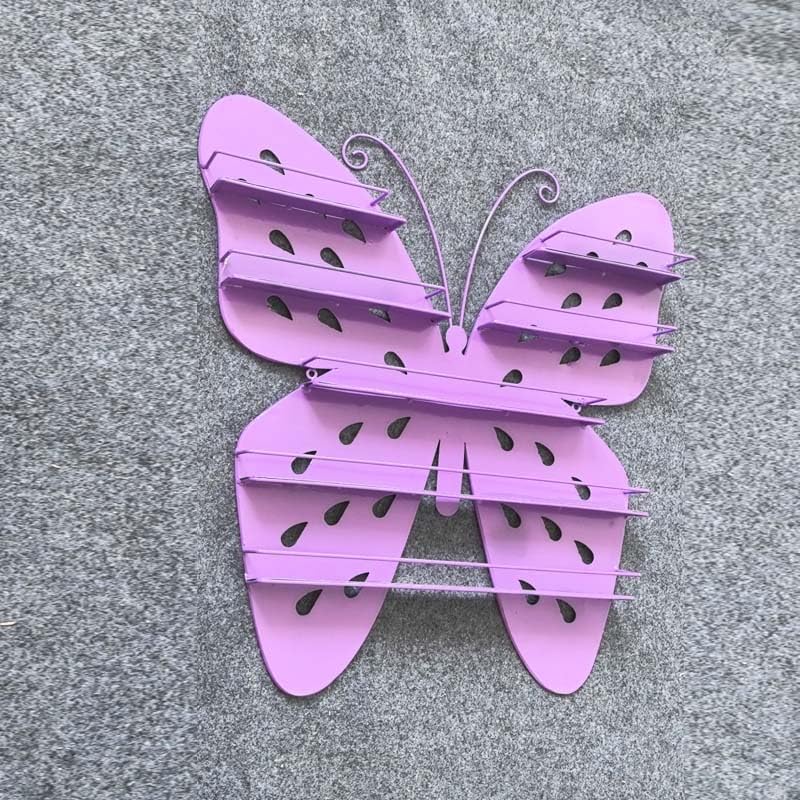 Butterfly Shaped Nail Polish Wall Rack, Essential Oil & Nail Polish Organizer, Metal Floating Storage Holder, for Home and Salon,Pink