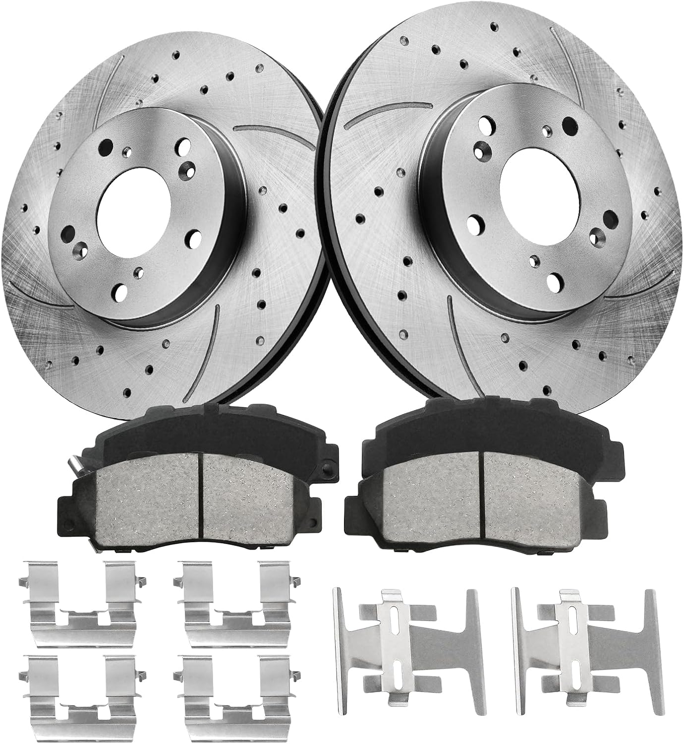Front Brake Pads And Rotors Kit Compatible With 1998-2002 Honda Accord, 31305 D503-7382 Automotive Replacement Brake Kits Anti-rust Oil Drilled And Slotted Rotors 281.6mm(11.1in)