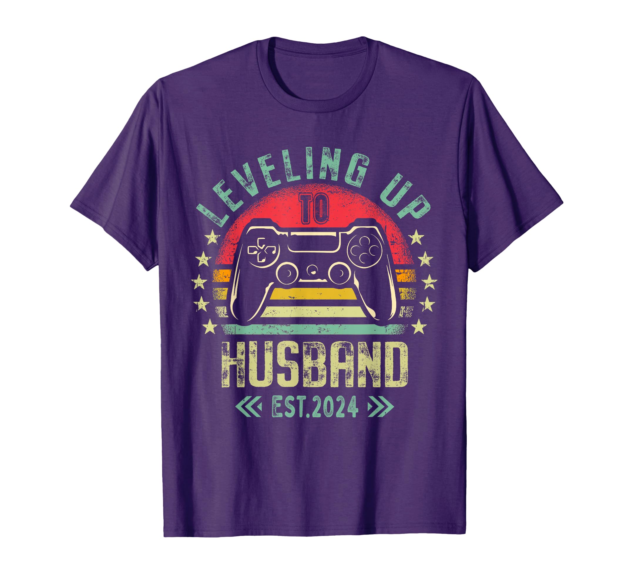 Leveling Up To Husband 2024 Leveled Bachelor Party New Gamer T-Shirt
