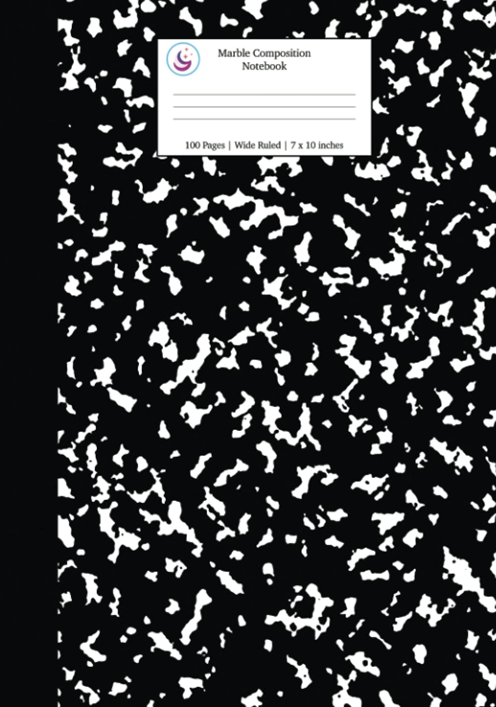 Marble Composition Notebook Wide Ruled: Black Marble Hardcover Journal