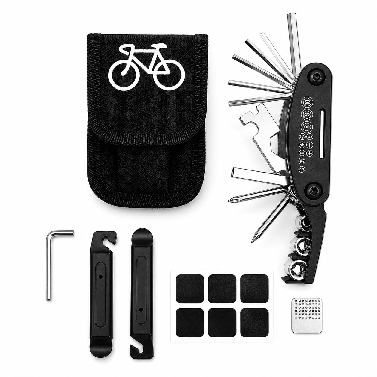 Toughlink 16-In-1 Bike Multi-Tool, All-In-One Bicycle Repair Kit With Allen Keys, Screwdrivers & Spoke Wrench, Lightweight Portable Mountain Bike Tool For On-The-Go Repairs (Tool Kit)