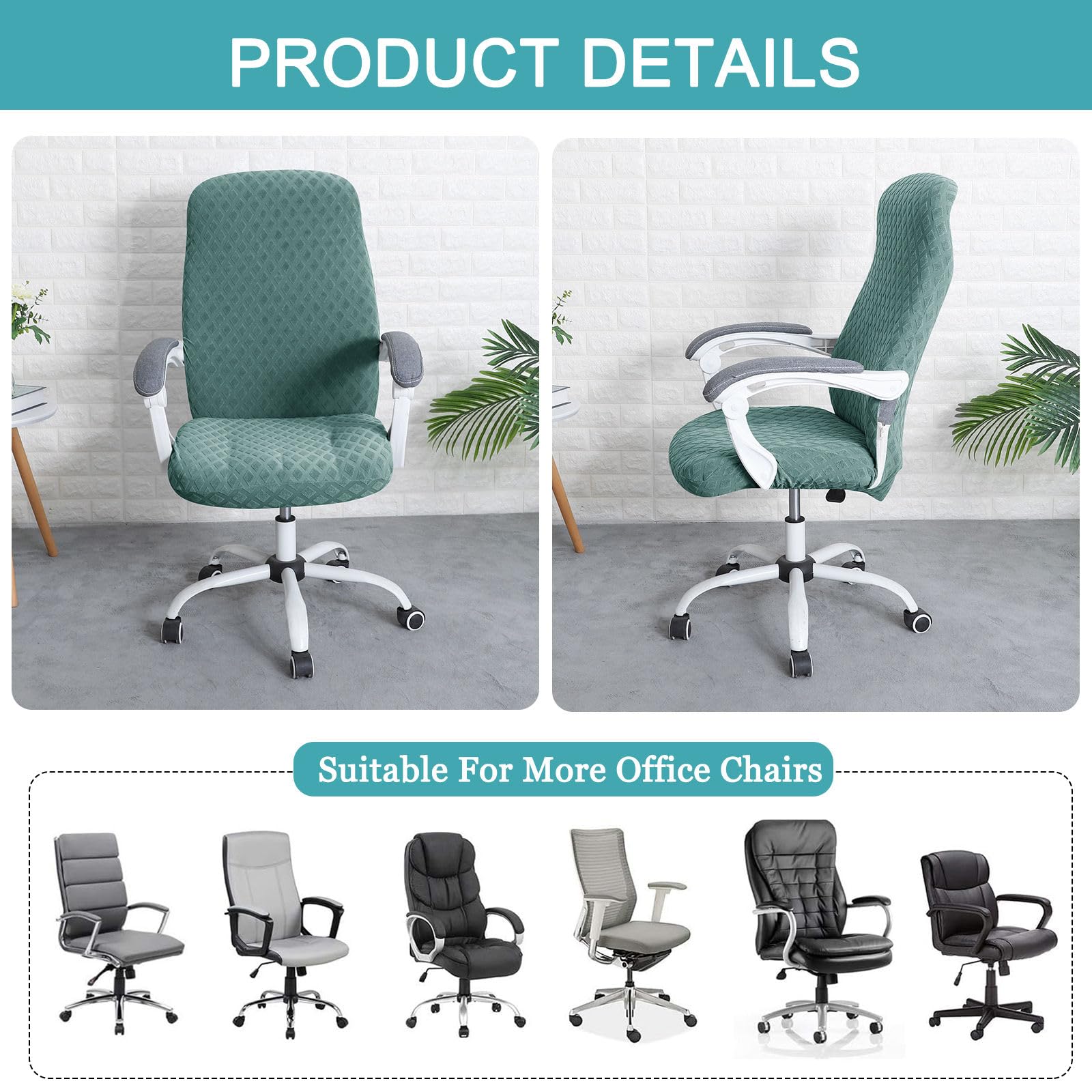 Coprisedia da ufficio impermeabile, elastico, lavabile, con lacci e cerniera, per sedie da ufficio piccole, colore verde, resistente ed elegante