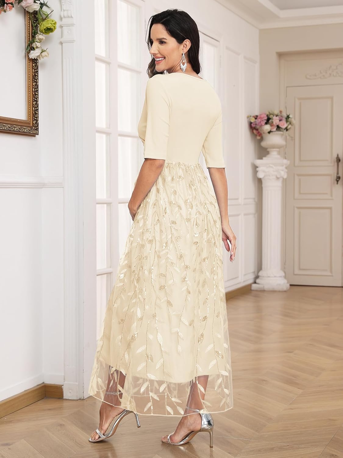 AISWI Maternity Dress Wrap V Neck A Line Elbow Sleeve Baby Shower Pregnancy Dresses for Photoshoot 2025