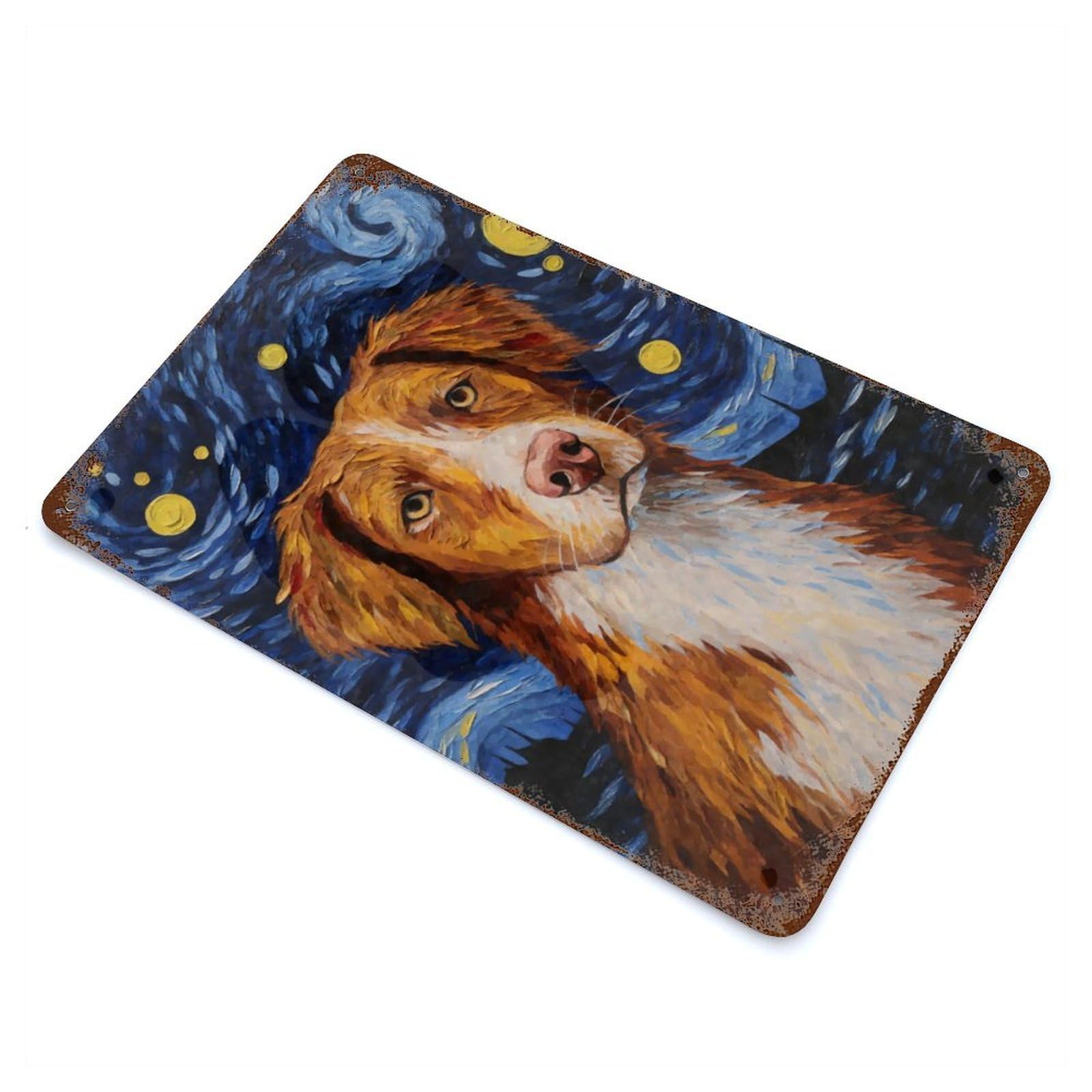 Duck Tolling Retriever Weathered Tin Sign 11.8"x7.9", Rustic Home Decor for Office, Studio And Wall Decor