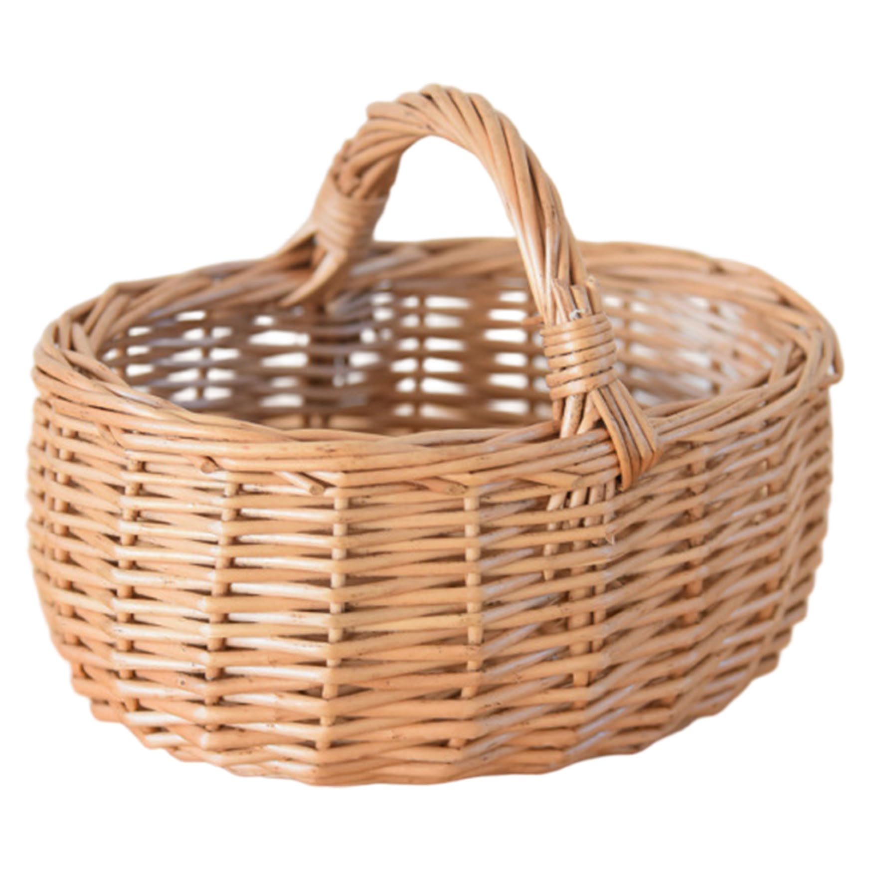 Panier en osier rustique tressé à la main avec poignée pour décoration et jardin
