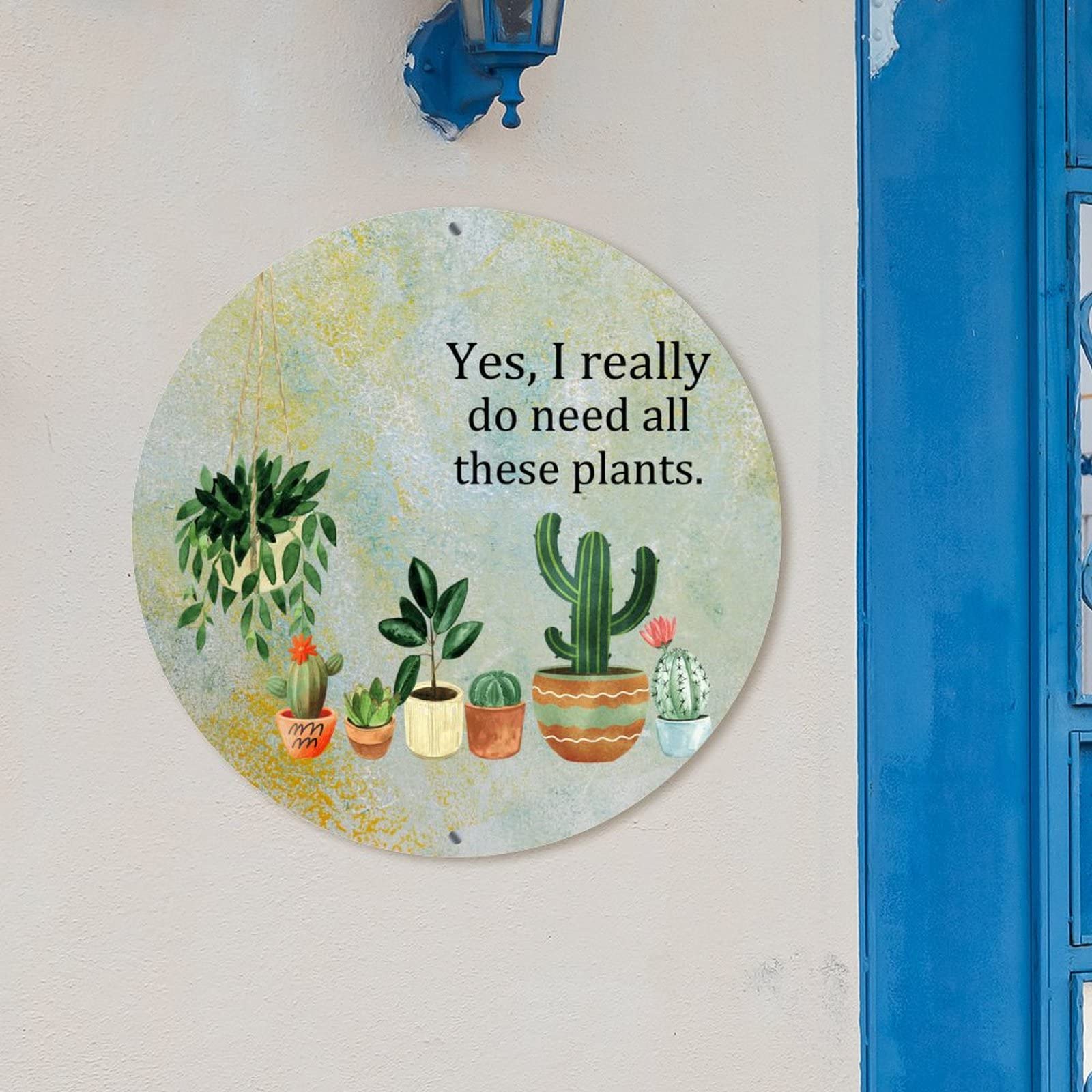 WADORN Cartello In Metallo Retrò Con Cactus, 30x20 Cm, Scritta 'Sì, Ho Davvero Bisogno Di Tutte Queste Piante', Decorazione Da Parete