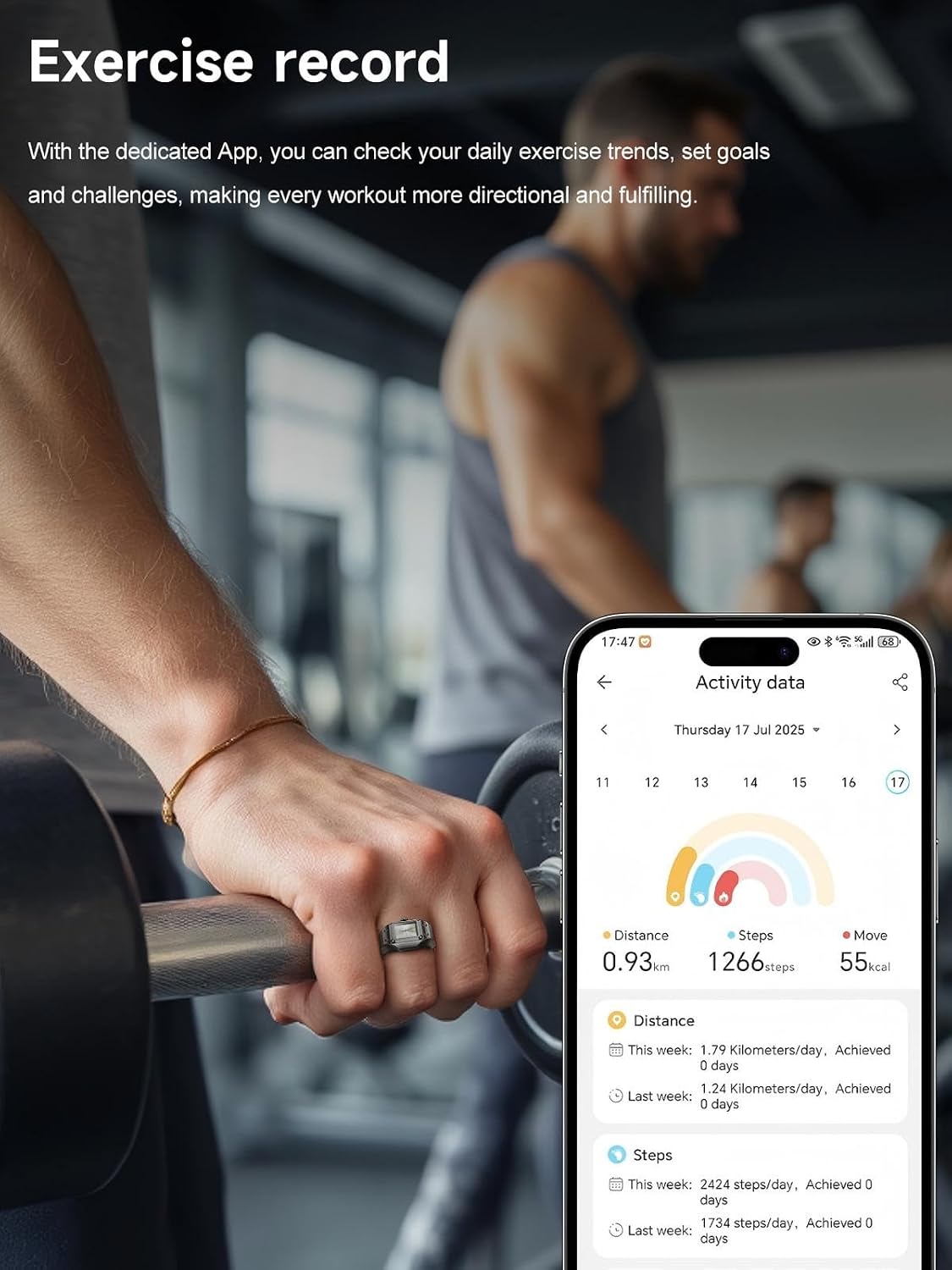 Smart Watch Ring Finger Watch Time Display Heart Rate Monitor Sleep Tracker Activity Fitness Tracker Pedometer Step Counter Calories Remote Camera Waterproof Fitness Ring (Standard adjustable, Silver)