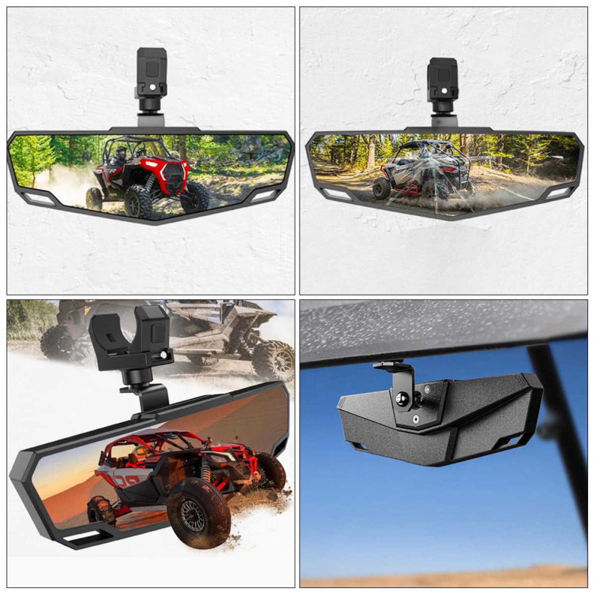 FRCOLOR Rétroviseur Mort Atv et Auxiliaire Utv pour Noir Abs en Ajustable Large Champ de Vision, Surveillance de L'angle en-piste
