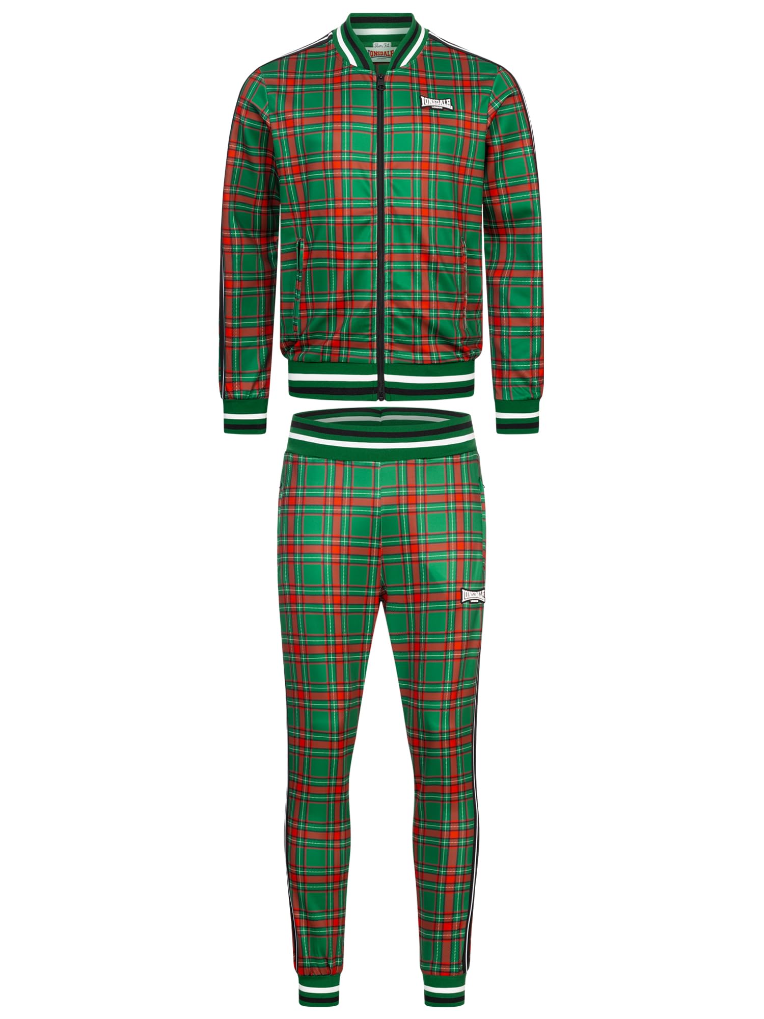Lonsdale Męski dres treningowy wąski krój EDGWARE, zielony/czerwony/czarny/biały, XL, zielony/czerwony/czarny/biały, XL