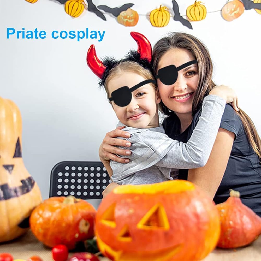 Benda Occhi Regolabile 2 Pezzi - Per Ambliopia, Cosplay Pirati, Nero, Adulti E Bambini - Foto 2