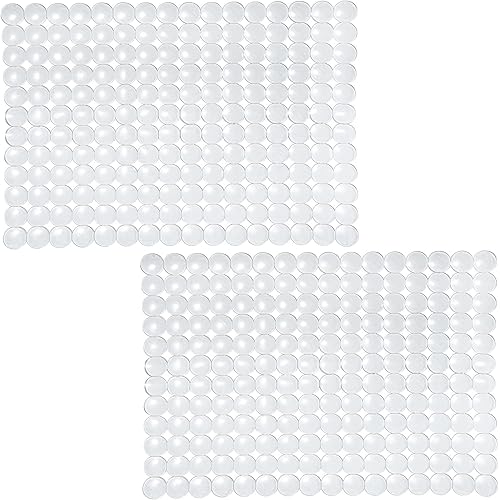 Coopay 2 Pack Kitchen Sink Mat Plastic Sink Protect Mat PVC Eco-friendly Kitchen Adjustable Stainless steel/Porcelain Dish Drying Pad Sink Protector for Bottom of Kitchen Sink, 15 x 11 Inches (Clear)