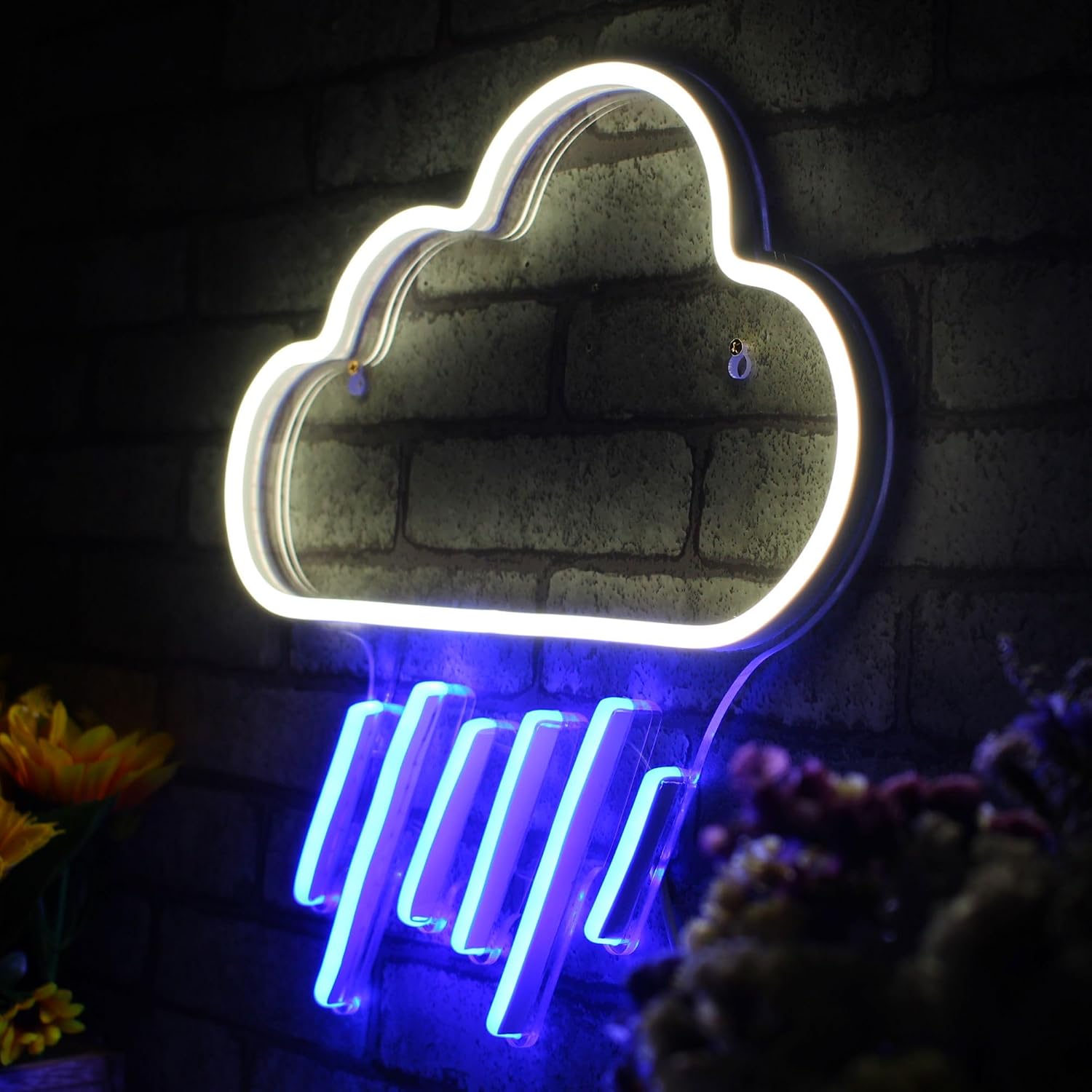 ADVPRO Cloud and Raining Flex Silicone LED Neon Sign - White & Blue - st16s33-fnu0010-wb