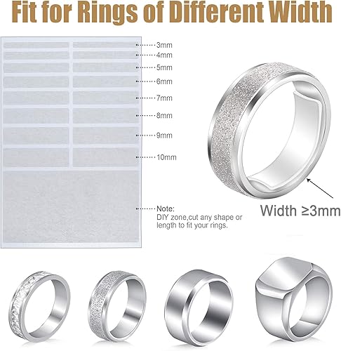 Miniatura 4 de Blulu Kit de ajuste de tamaño de anillo de 5 hojas, 85 piezas de tamaño invisible para anillos sueltos, protectores invisibles para hombres y
