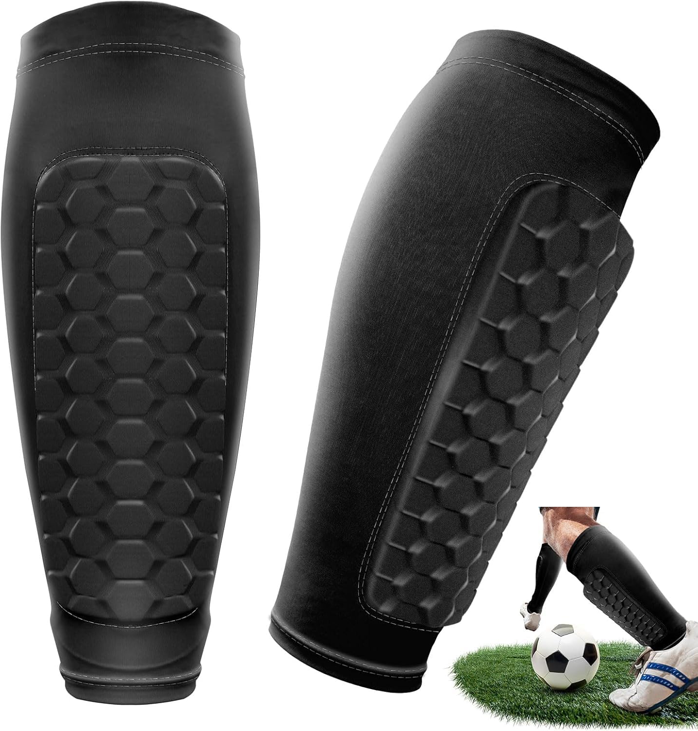 Shin Pads Kids - Breathable Football Shin Pads Boys with Non-Slip & UV-Protective Cooling Nylon Shin Guards | Designed for Adolescent Football Players (72 g/1 Pair) Meayll