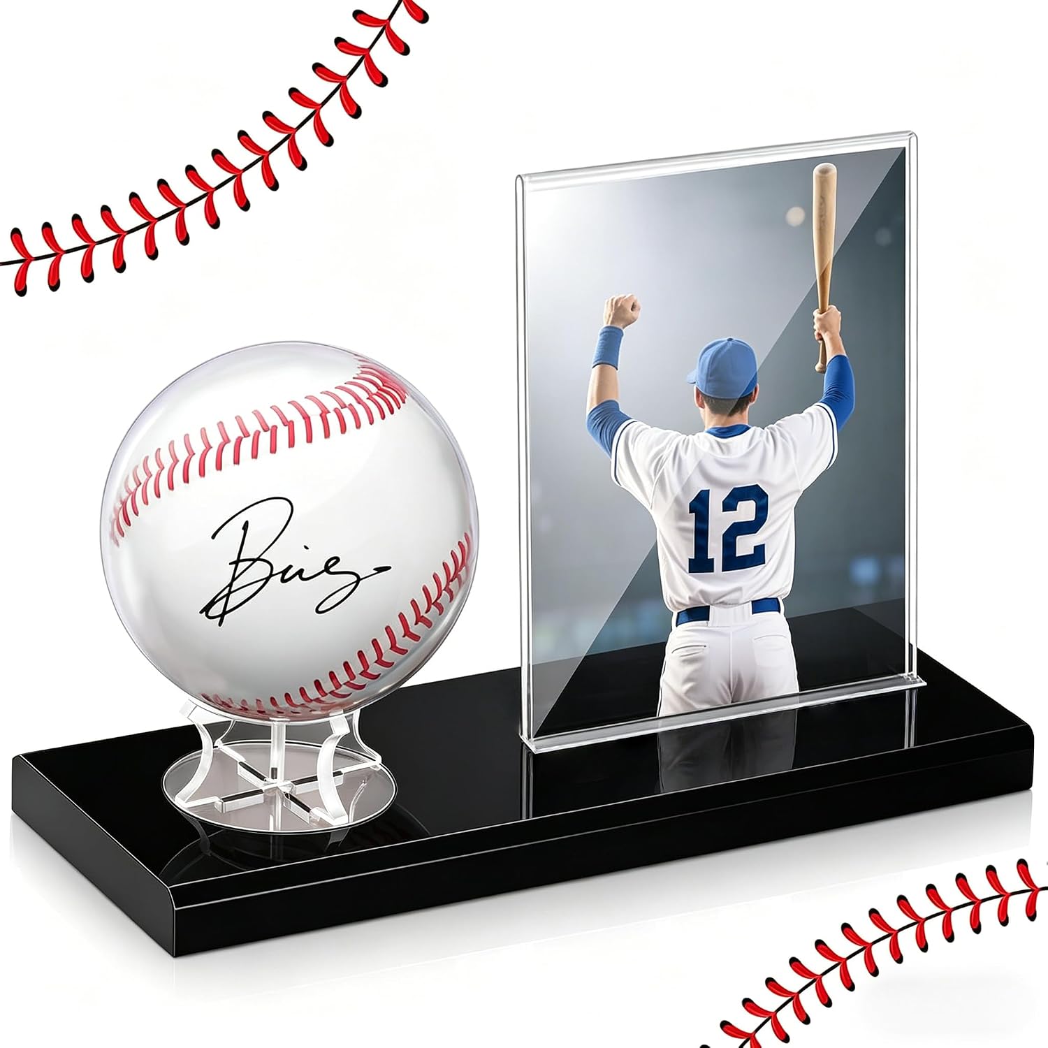 Baseball Display Case, Baseball Card Display Case, Acrylic Baseball Holder Display Case Baseball Case Display for Balls Centerpieces Protector Memorabilia Showcase for Official Size Baseball Tennis