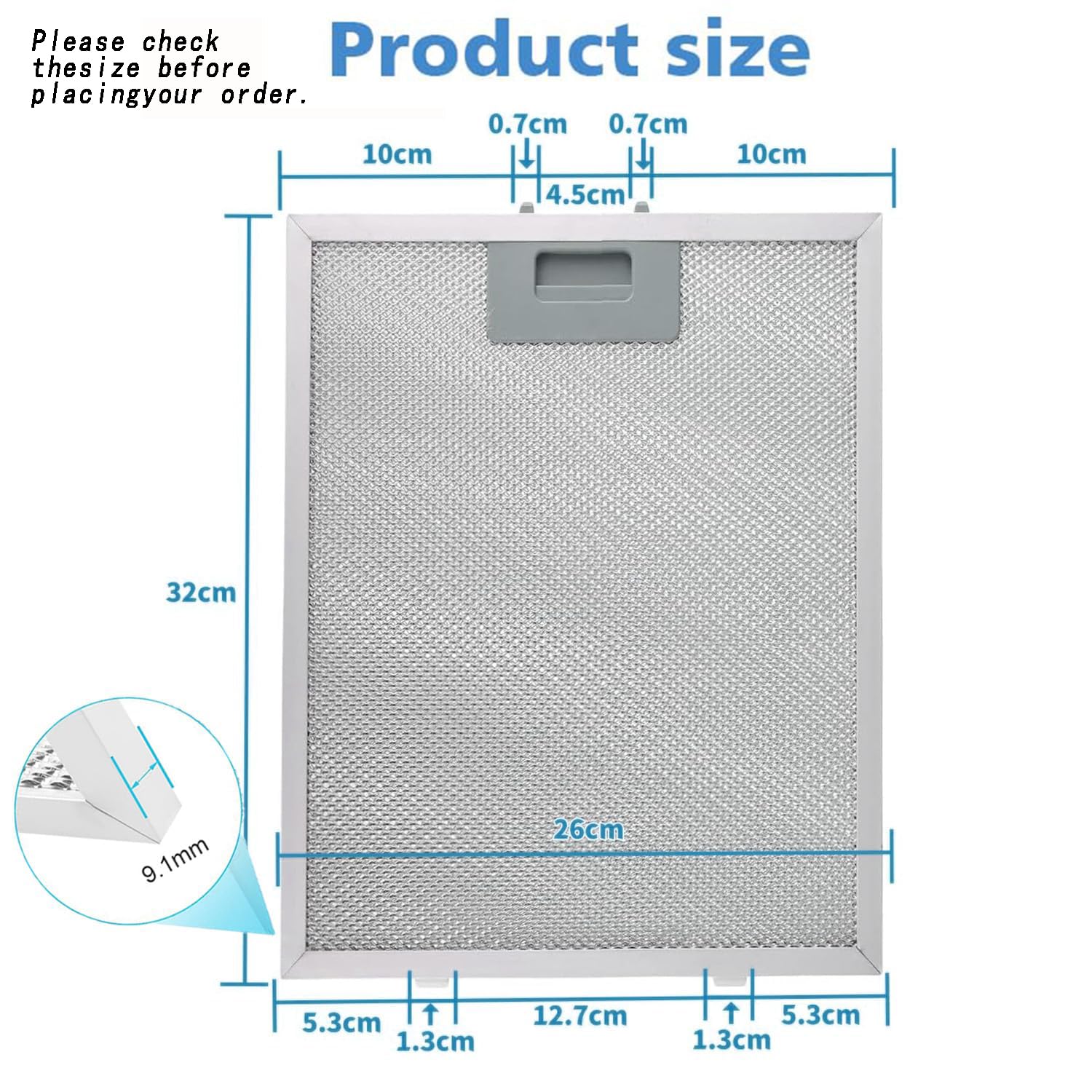3 Piezas Filtro de Grasa Metálico, Filtro de Ventilación Universal de Malla de Aluminio, Filtros de Campana Extractora, para Campanas Extractoras de Muchas Marcas Líderes (320x260mm)
