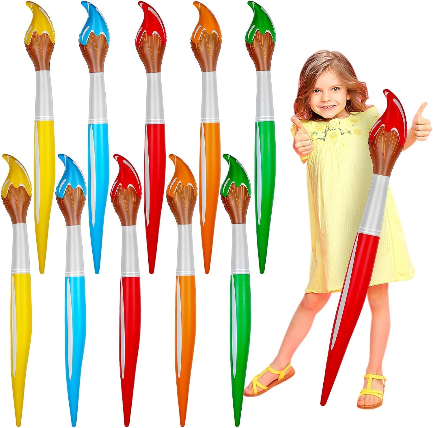 Back to School Decoration 41.3 Inch Giant Inflatable Paint Brushes Colored Art Tall Large Jumbo Decorations Prop Set for Birthday Party Favors Classroom School Supplies,5 Colors (10)