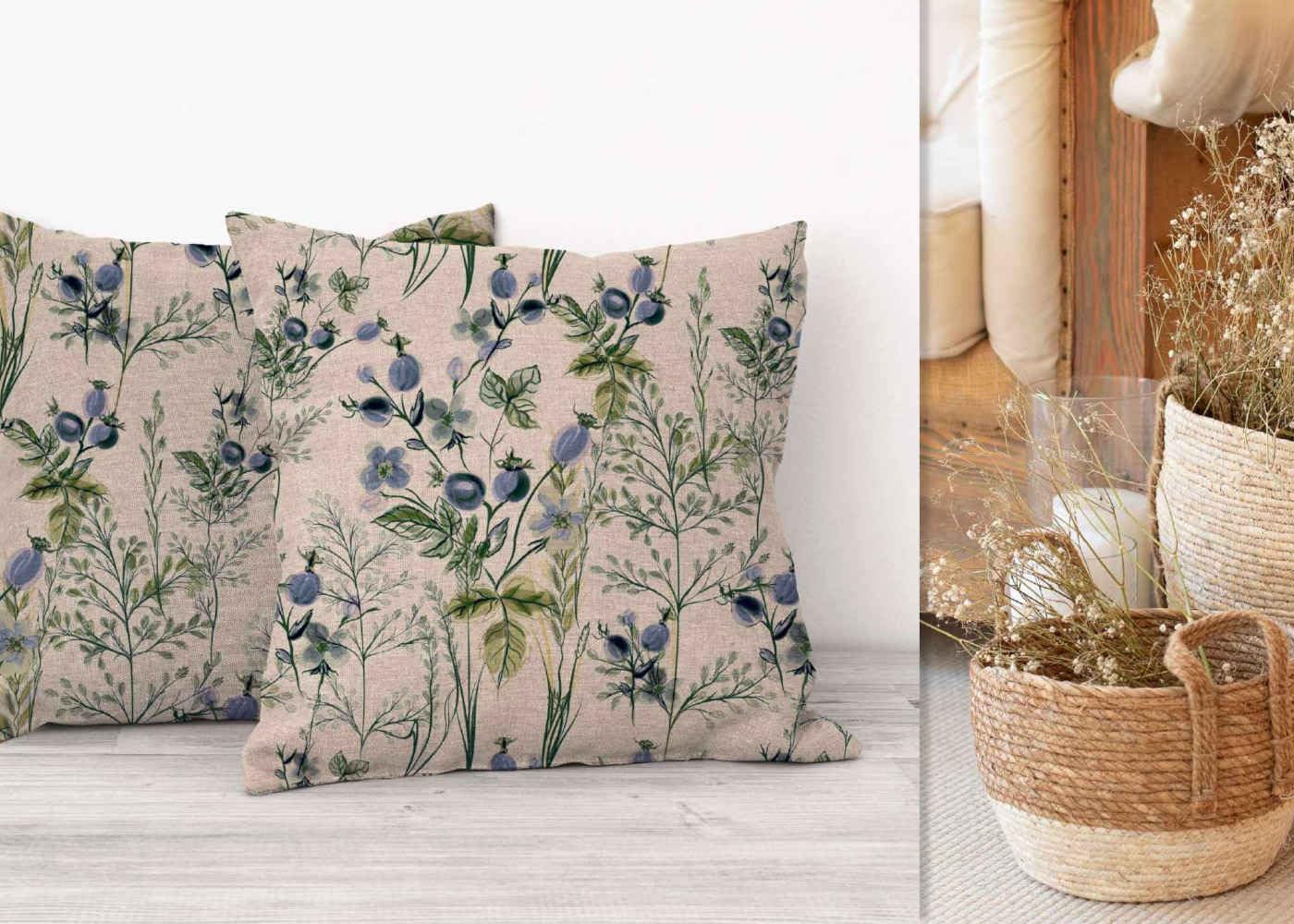 Kt KILOtela - Tela cerata di lino riciclata, decorazione per la casa, 86% cotone, 14% lino, riciclato 76% GRS, 100 cm di lunghezza x 280 cm di larghezza, botanico, durata, verde, 1 metro